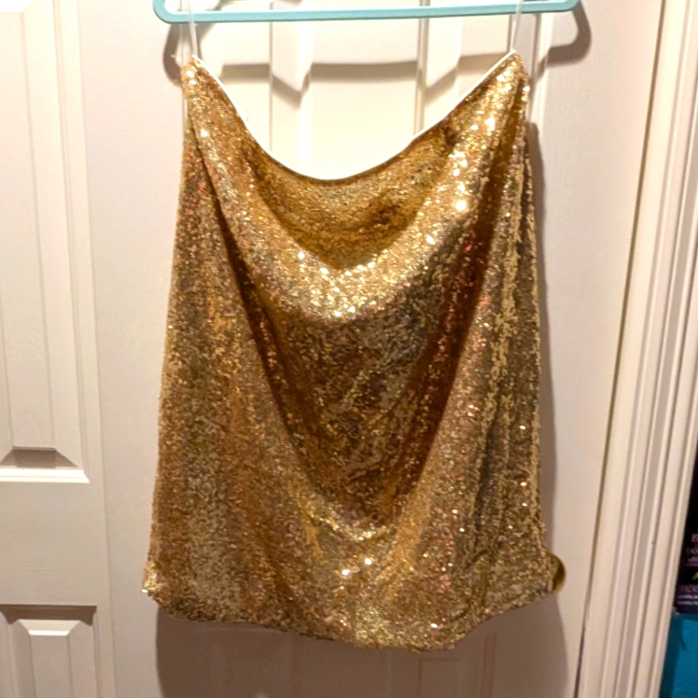 Gold Sequin Pencil Skirt